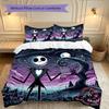 3pcs Duvet Cover Set, Halloween Jack Sally Skull Bedding Set, Machine Washable, Breathable Fabric, All-Season Cozy Bedroom Accessory