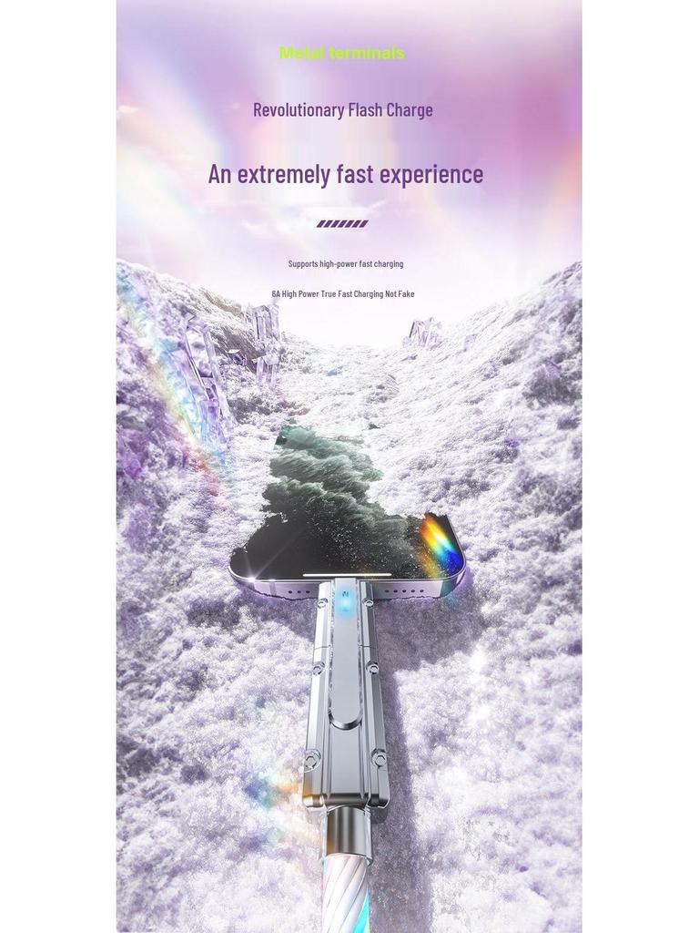 Four-in-One Luminous Fast Charging USB-C to Multi-Device Glowing Charger Cable