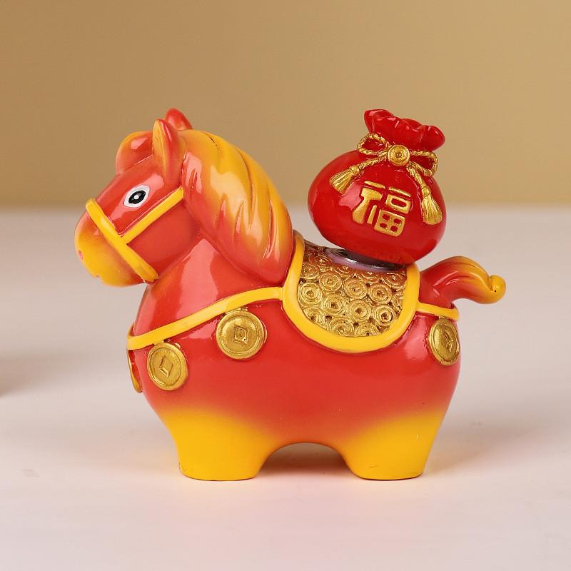 Small Pony Fortune Resin Desk Ornament With Lucky Symbols For Office Decor And Giftgiving
