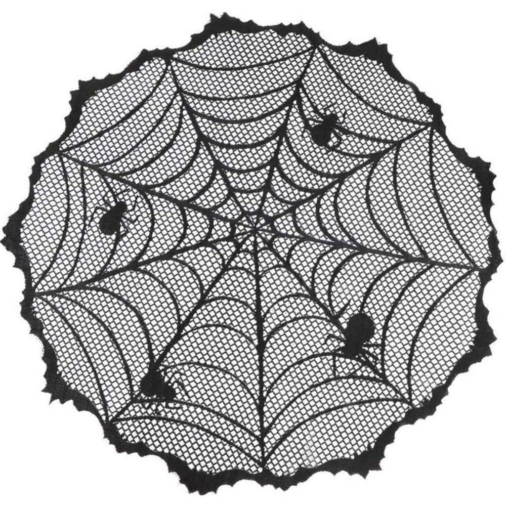 Round Spider Web Tablecloth Black Spiderweb Lace Tablecloth Table Runner   Halloween Decoration