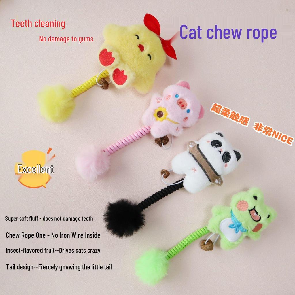 Kitten Toy Chew & Scratch Rope - Cute, Durable, Teething Fun for Cleaning Teeth & Gums.