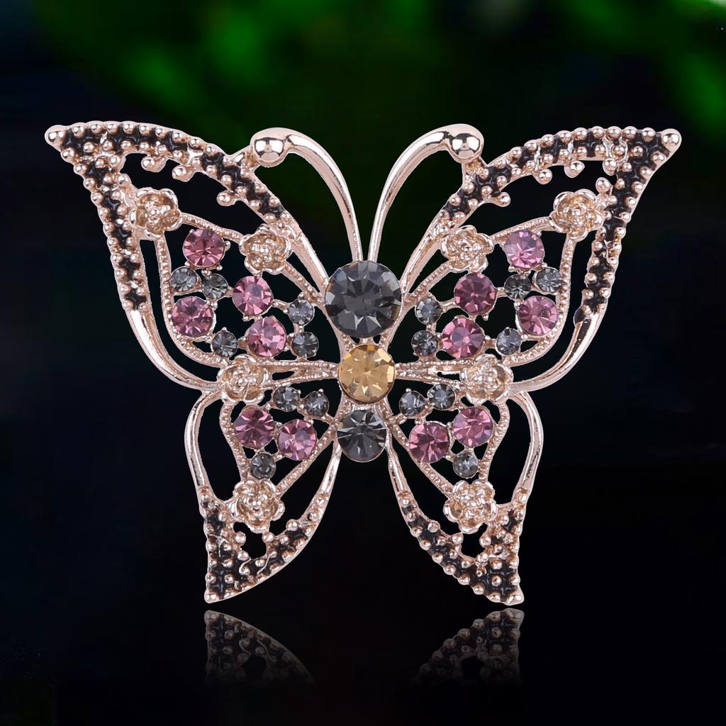 Luxury Rhinestone Hollow Butterfly Brooches for Women Insect Pins Event Party New Gifts Backpack Decoration Clothes Accessories