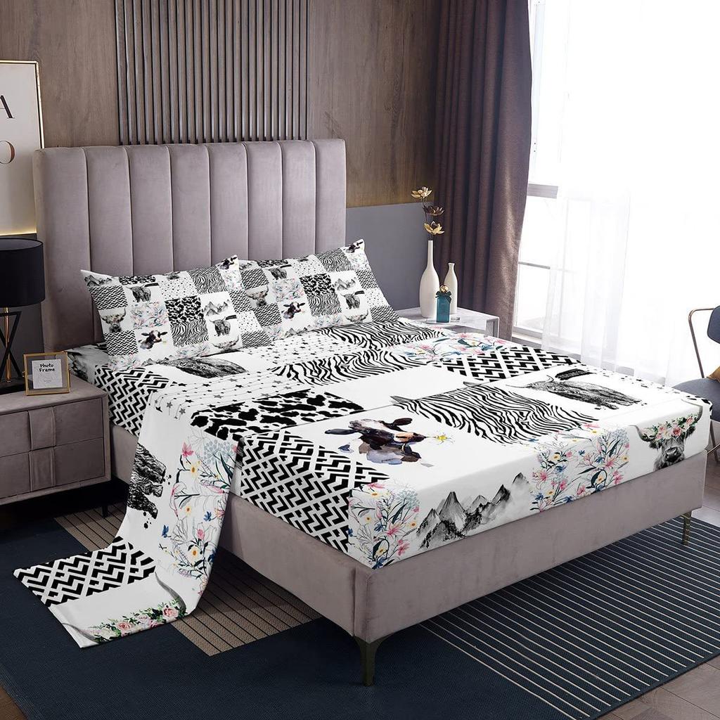 Ocean Submarine Creature Pattern Mattress Four-Piece Bedding Set Bedroom Dormitory Bedding Decoration