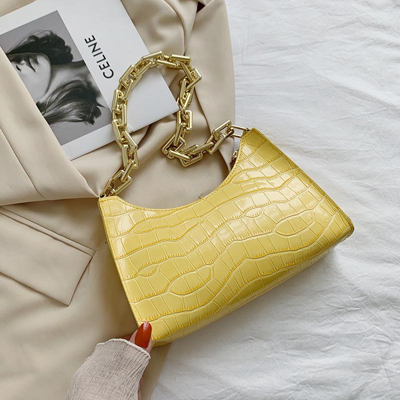 Crocodile Pattern Women Handbag Fashion Texture Convenient Shopping Bag Trend Simple Metal Chain Shoulder Bags For Women