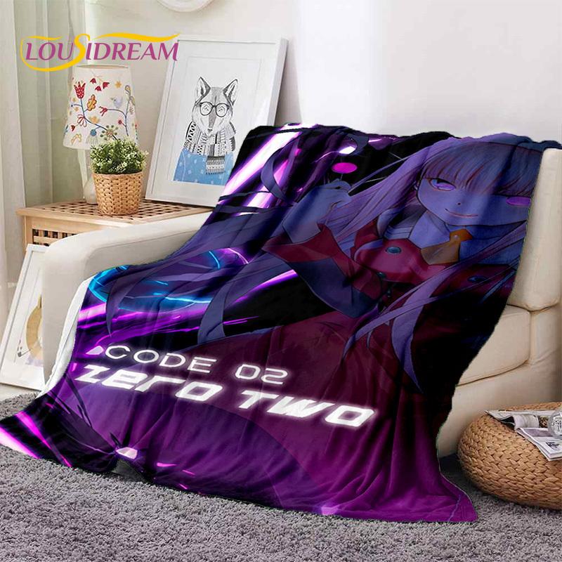 Zero Two Sexy Girl DARLING in The FRANXX Cartoon Flannel Blanket for Bed Bedroom Sofa Picnic,Throw Blanket for Outdoors Leisure