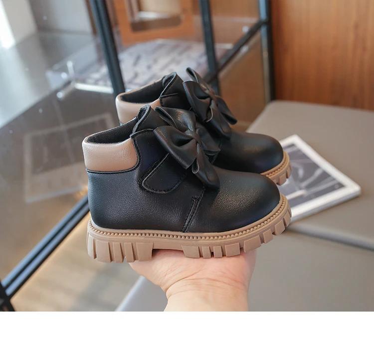 Μποτάκια μέχρι τον αστράγαλο για μικρά κορίτσια Μποτάκια μέχρι τον αστράγαλο για παιδιά με φιόγκο Πριγκιπικά Γλυκά Μαλακή Εξωτερική Σόλα από Καουτσούκ Αντιολισθητικά Μόδα