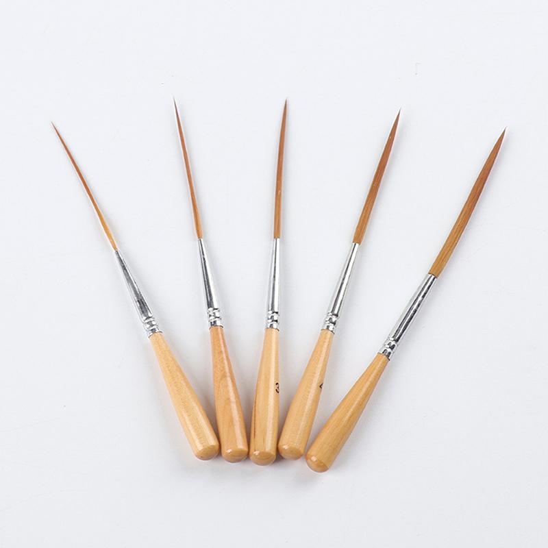 5Pcs Long Line Brush Set Acrylic Paint Brush Suitable For Fine Tipped Watercolor And Filling Corners Contour Drawing