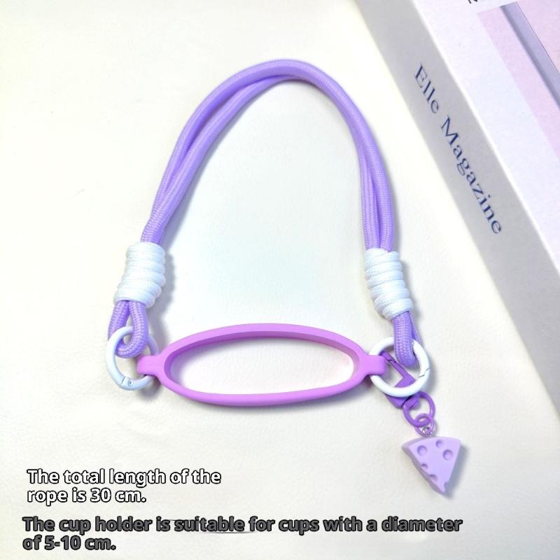 Candy Color Silicone Water Bottle Handle Strap Water Bottle Lanyard Hanging Rope Detachable Strap Bottles Cup Accessories