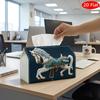 1pc 2D Flat Tissue Box, Printed On Both Sides, Carousel Style Horse Design, Versatile Napkin Dispenser for Home, Parties, and Car Decoration, Elegant 