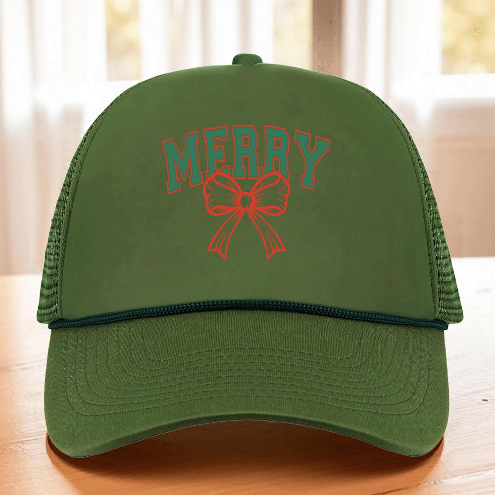 Christmas 11-Pattern Mesh Cap with Hot Stamped Logo - Sunshade Trucker Hat