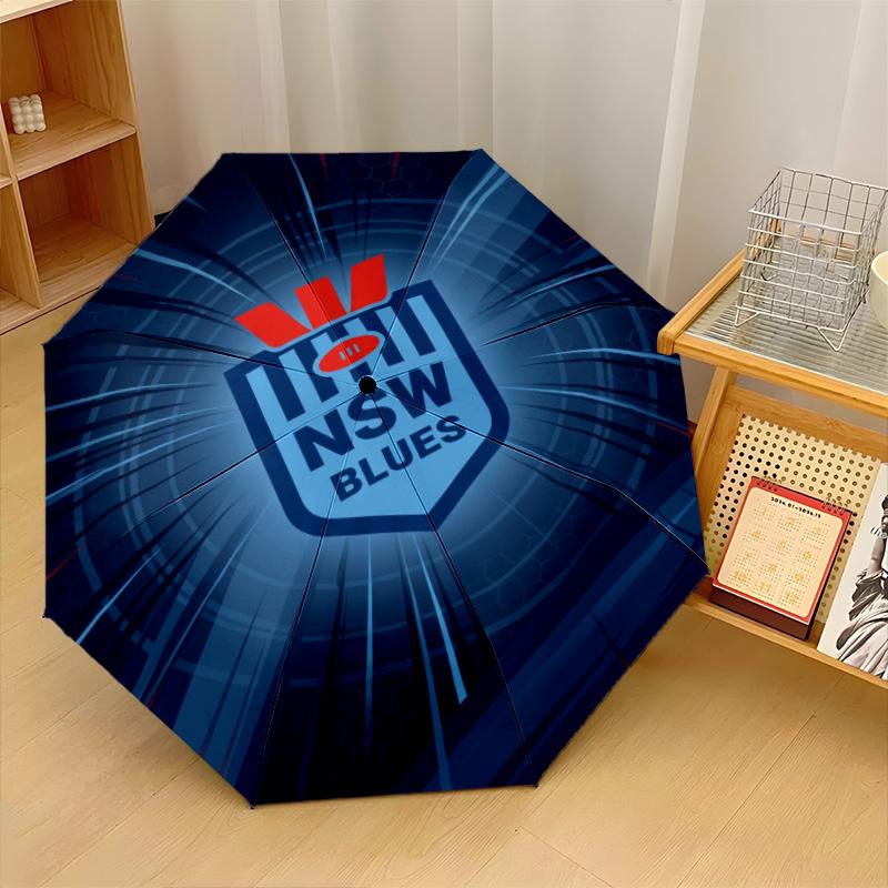 NSW Blues Print Auto 8?Ribs Folding Umbrella Wind Resistant Lightweight Automatic Umbrella For Daily Travel