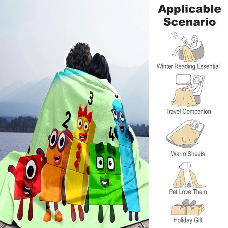 1pc Blanket Numberblocks3 Print Design, Lightweight Blanket for Sofa, Bed- Soft &Warm, Gift for All Seasons like Christmas, Halloween