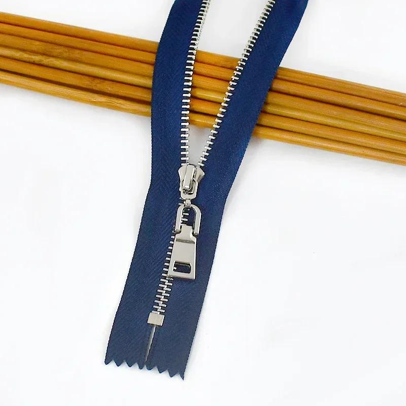 5Pcs Meetee 15/18/20/25/30cm 3# Metal Zippers Close-End Auto Lock Zips for Bag Garment Zip Closure Repair Sewing Accessories