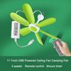 6 Leaves USB Powered Ceiling Canopy Fan with Remote Control Timing 3 Speed Hanging Fan for Camping Bed Tent Home