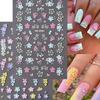 1PC 5D Floral Nail Stickers, Pink Blue Flower Butterfly Heart French Line, Spring Acrylic Decals Slider for Manicure Gift