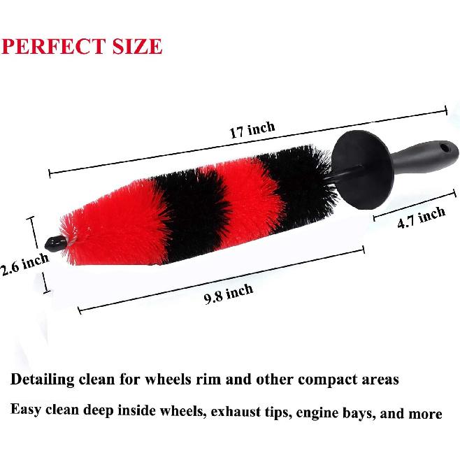 7Pcs Wheel & Tire Brush, Car Detailing Kit, 17Inch Long Soft Wheel Brush 5 Car Wash Detail Brush Car Wash Kit For Cleans Dirty Tires & Releases Dirt
