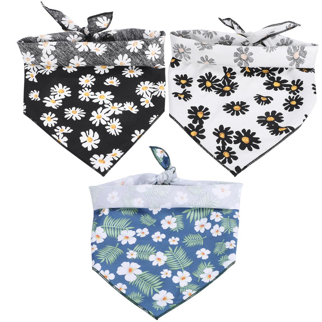 Dog Triangle Scarf Handkerchiefs Washable Cotton Dog Headband with Daisy Pattern