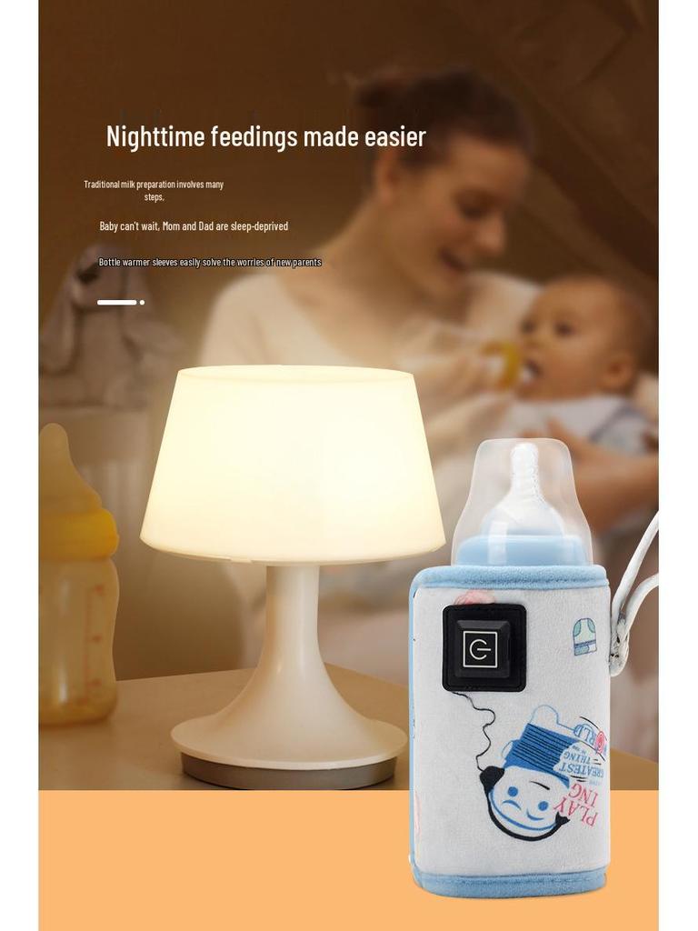 USB Heated Insulated Baby Bottle Warmer & Protective Sleeve for Outdoor and Car Use