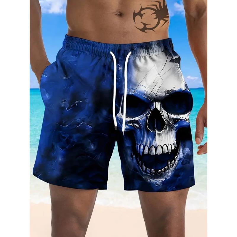 2025 New Men Beach Pants Horror Skull 3D Printed Men's Shorts Summer Quick-drying Trunks Men's Clothing Hawaiian Trendy Shorts