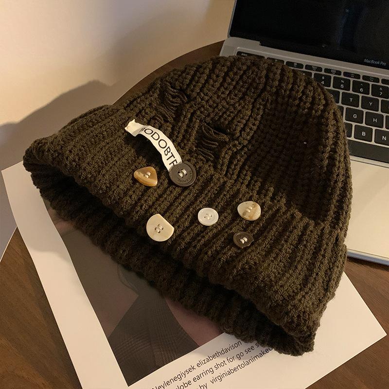 

Knitted Woolen Hat for Women in Autumn and Winter Korean Style Cold Proof and Warm Pullover Hat Versatile and Face Friendly Small Hat Trendy M（56-58cm）