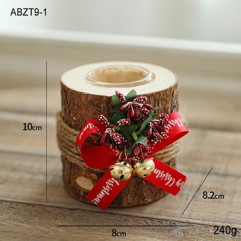Solid wood Christmas candle holders, festive decor fragrance containers for candlelight dinner layout
