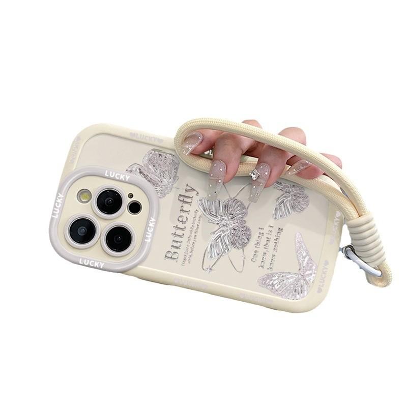 Premium Butterfly Suitable for Apple 17promax Mobile Phone Case Iphone15pro with Lanyard 14 Women's Model 13 Original