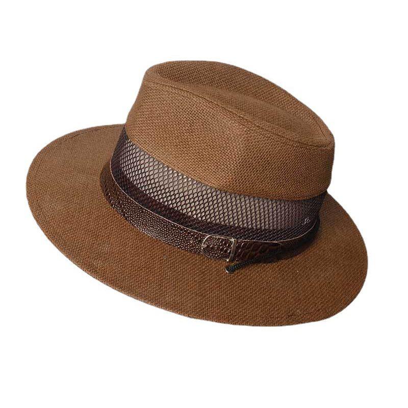 Straw Hat Men's Mesh Breathable Summer Sun Protection and Shading Fishing Beach Outdoor Hat Big Eave
