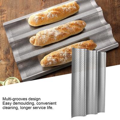 Pan French Bread Baking Pan NonStick MultiGrooves Waves French Bread Pan  Baking Cooking Tray Mold Kitchen Tool