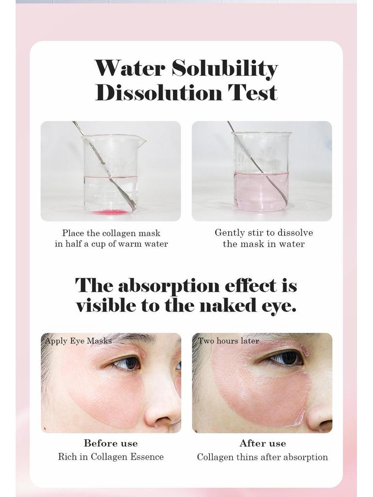 Pink Collagen Eye Mask Patch: Anti-Wrinkle, Firming, Brightening for Dark Circles & Fine Lines