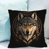 pc Majestic Wolf Print Pillowcase Set  Polyester NonEmbroidery Cushion Covers for Sofa Bed Man Cave Home Decor