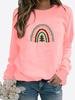 T-shirt à manches longues et col rond pour femme, décontracté, couleur unie, imprimé, ample, idéal pour l'automne et l'hiver