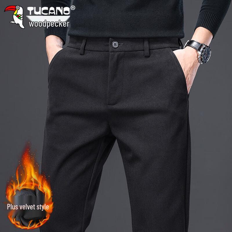 Tucano Men's Autumn/Winter Straight-Fit Business Casual Woolen Trousers