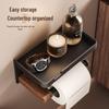 Light Luxury Retro Walnut Effect Bathroom Tissue Box & Roll Holder
