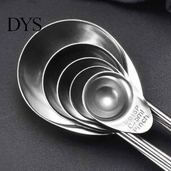 Kitchen 5Pcs/Set Measuring Spoon Anti-rust Solid Stainless & Home Steel Spoons for
