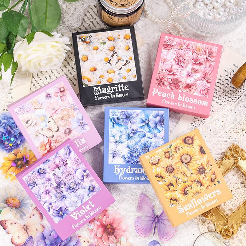 60pcs/pack PET Flowers Stickers Collage Scrapbooking Materials Decor Junk Journal Stationery Aesthetics