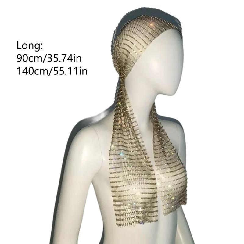 Fascia da testa bandana da donna con strass, foulard decorato con cristalli, accessorio per spettacoli teatrali e celebrazioni