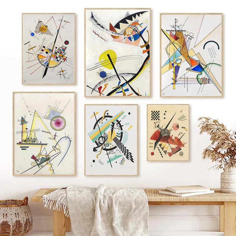 Wassily Kandinsky Geometriska konstverk Affischer Dukmålning Abstrakta reproduktioner Väggkonstbild för vardagsrum Heminredning