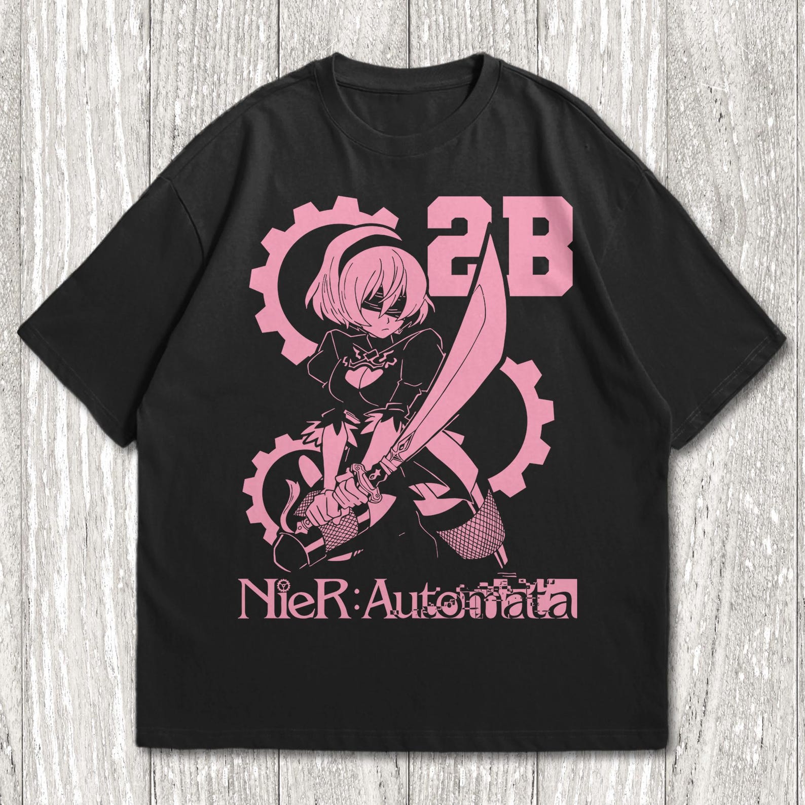 NieR: Automata T-Shirt, Unisex Cyber Sigilism Game Metal Fan Gift, Unisex Nier 2B Yorha Gaming T-Shirt, Anime Waifu L