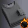 Зимова чоловіча футболка Thermal Underwer з довгими рукавами, флісова сорочка з круглим вирізом, модна футболка з оксамитовою підкладкою