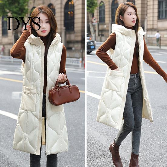 Comfortable Women Outerwear Waistcoat Hooded Sleeveless Zipper Closure Large Pockets Vest Jacket Coat Solid Color Casual Loose Fit Cotton Outwear