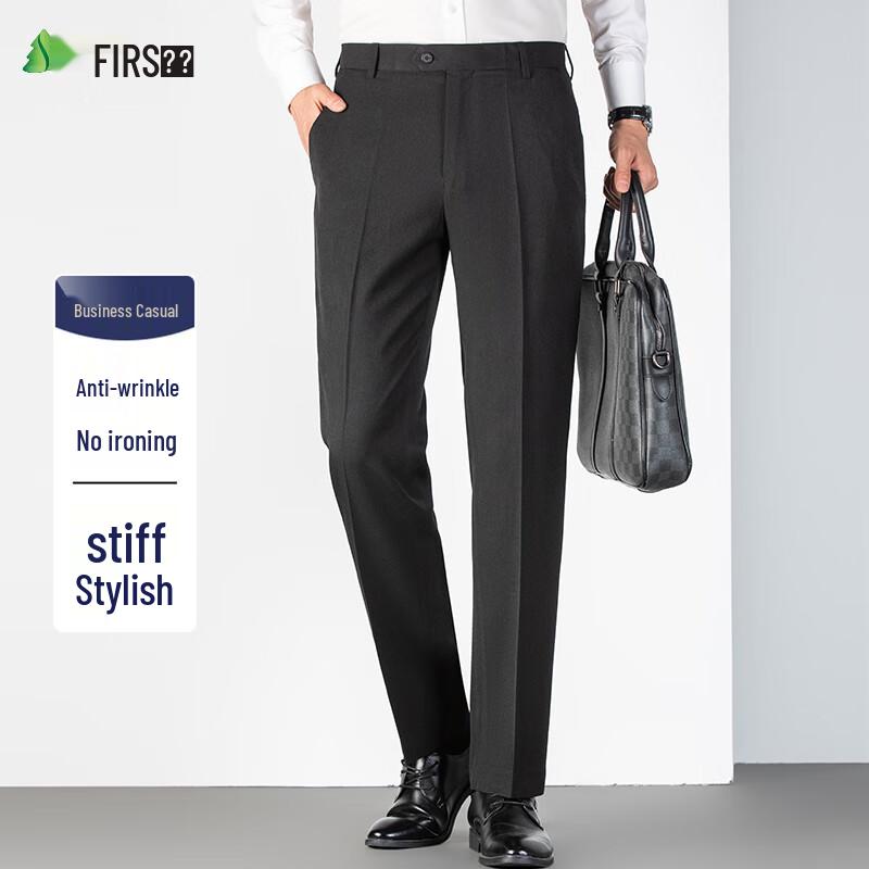 Men's Wrinkle-Resistant Straight Fit Dress Pants