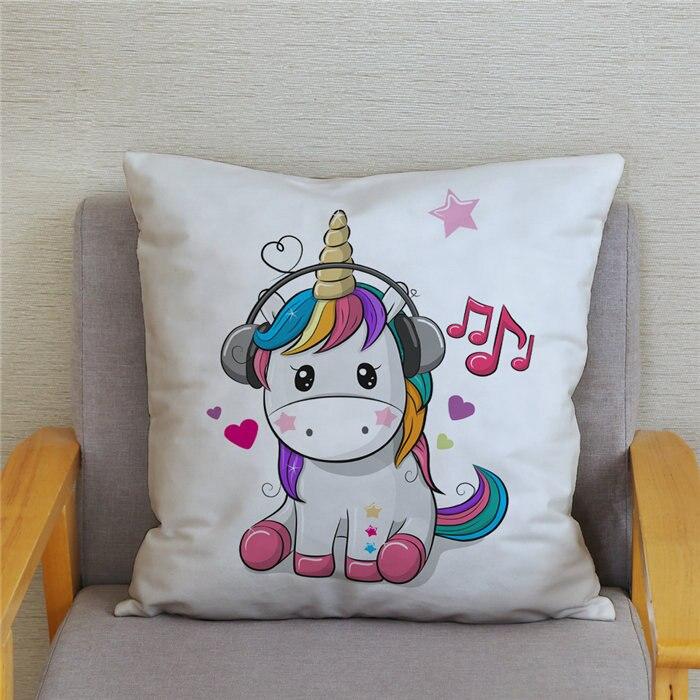 45*45 Square Pillowcase Home Decor Pillowcase Cushion Cover Cute Cartoon Unicorn Print Pillowcase
