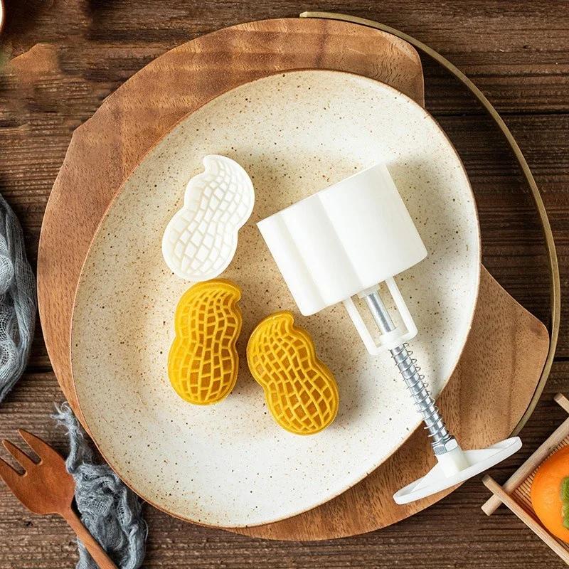 25g/50g Mini Peanut Shape Mooncake Mold Cookie Cutter Frame Mung Bean Pastry Baking Decor Tool Cake Dessert Embosser Stamp Mould