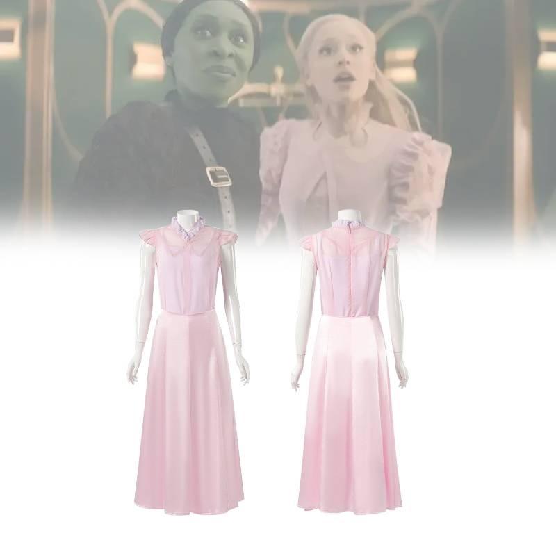 Enchanting Glinda Costume Dress For Women Featuring Vibrant Pink Corset Style Design For Magical Wicked Cosplay