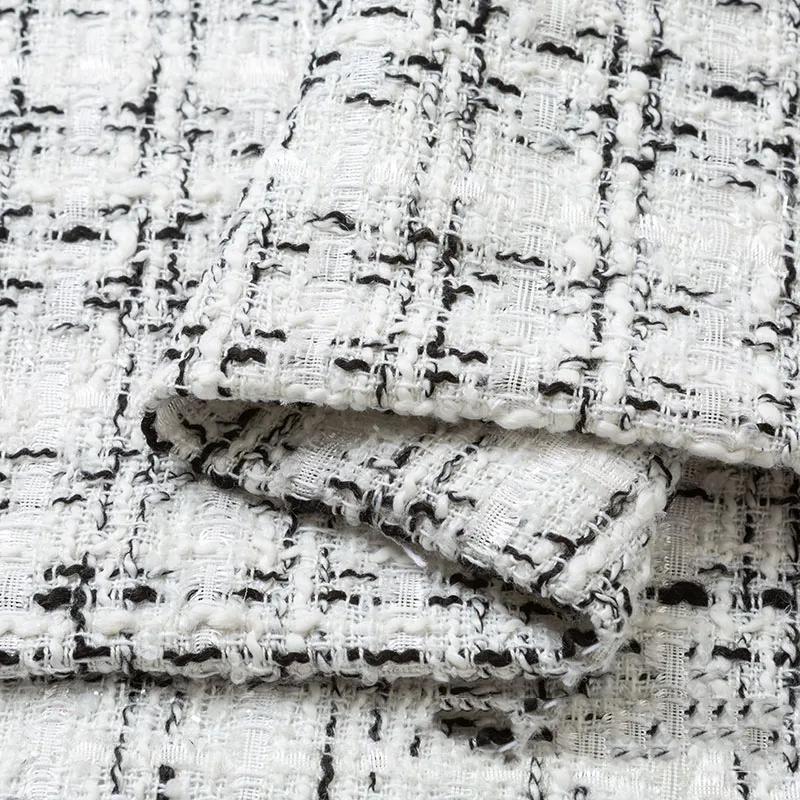 Thicken Tweed Fabric  for Vest Coat  Dress Clothing DIY Sewing Sequins Woolen Cloth Black White Red Blue By Half A Meter Winter