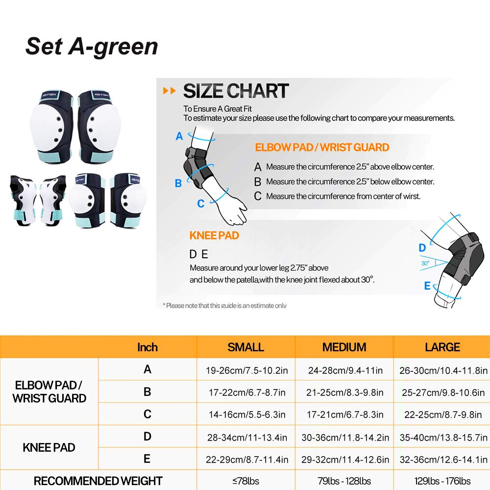 6 шт., наколенники и налокотники для взрослых и детей с наколенниками, налокотники, наручные защитные приспособления для скейтборда, велосипедного ролика L