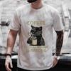 Men's Street Wear Cat Lover Funny Coffee Because Murder Print T-shirt Short Sleeve O-neck Streetwear Summer T Shirts Men