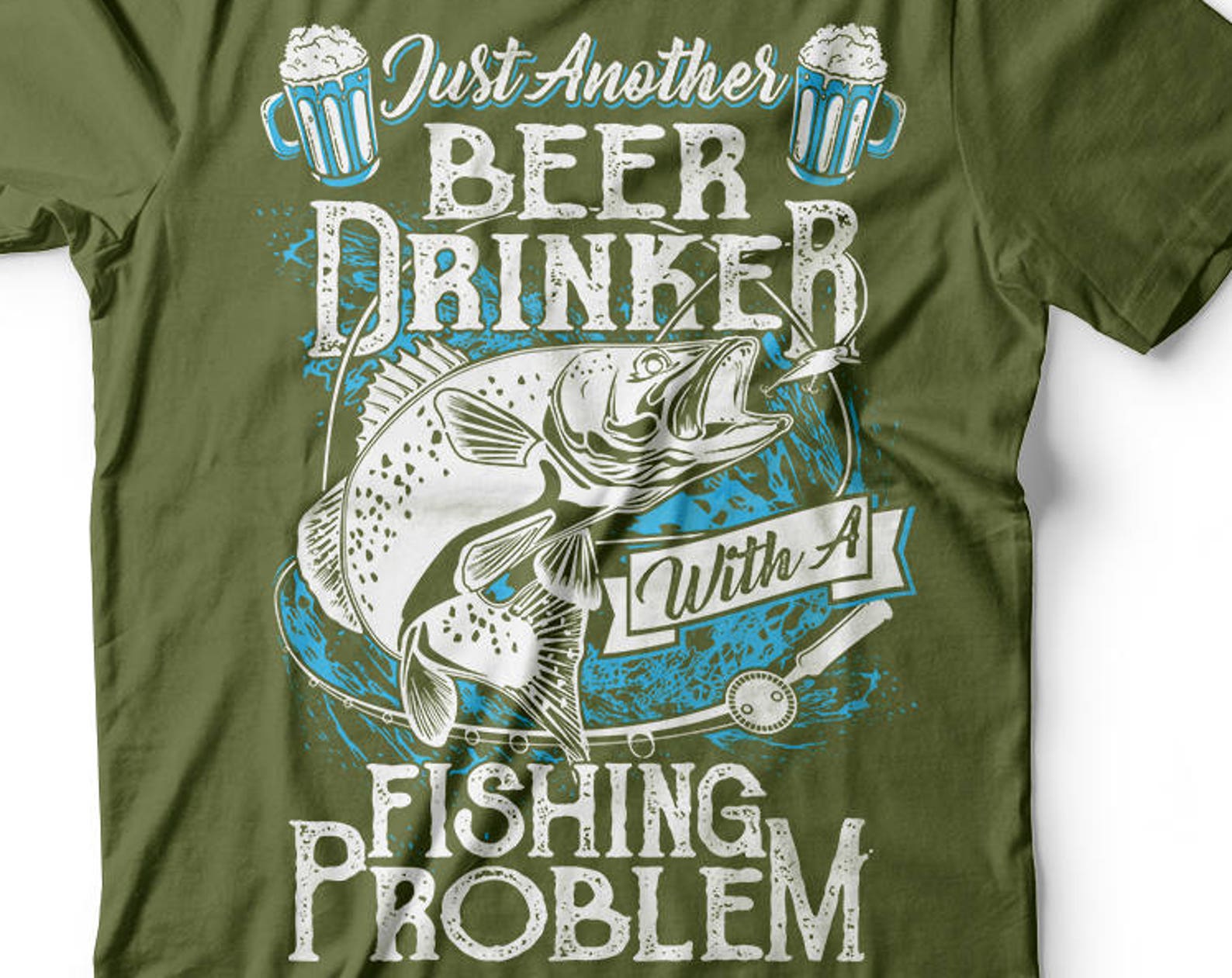 Funny Fishing T-Shirt: Beer Drinker with a Fishing Problem 2XL