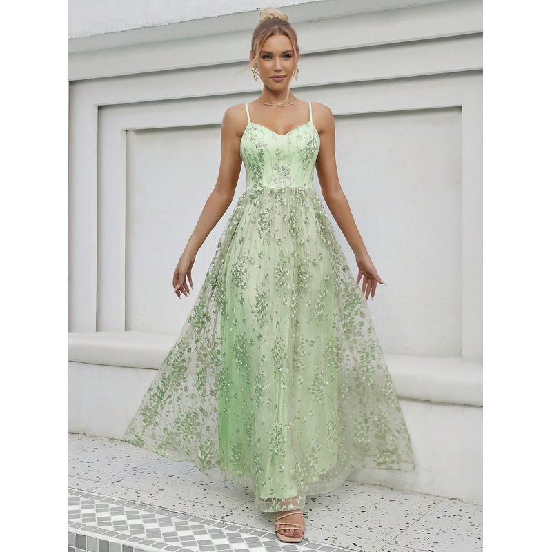 

Pink Charming Pure Desire Dress Evening Gown Mesh Embroidery Backless Elegant Evening Dress Ball Gown Party Dress Bridesmaid Dress Light green S