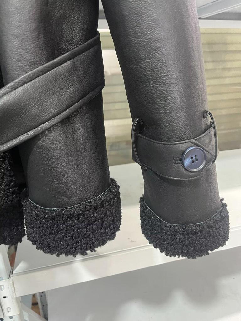 European & American Women's Fur One-Piece Coat with Belt - 2024 Autumn/Winter Street Fashion